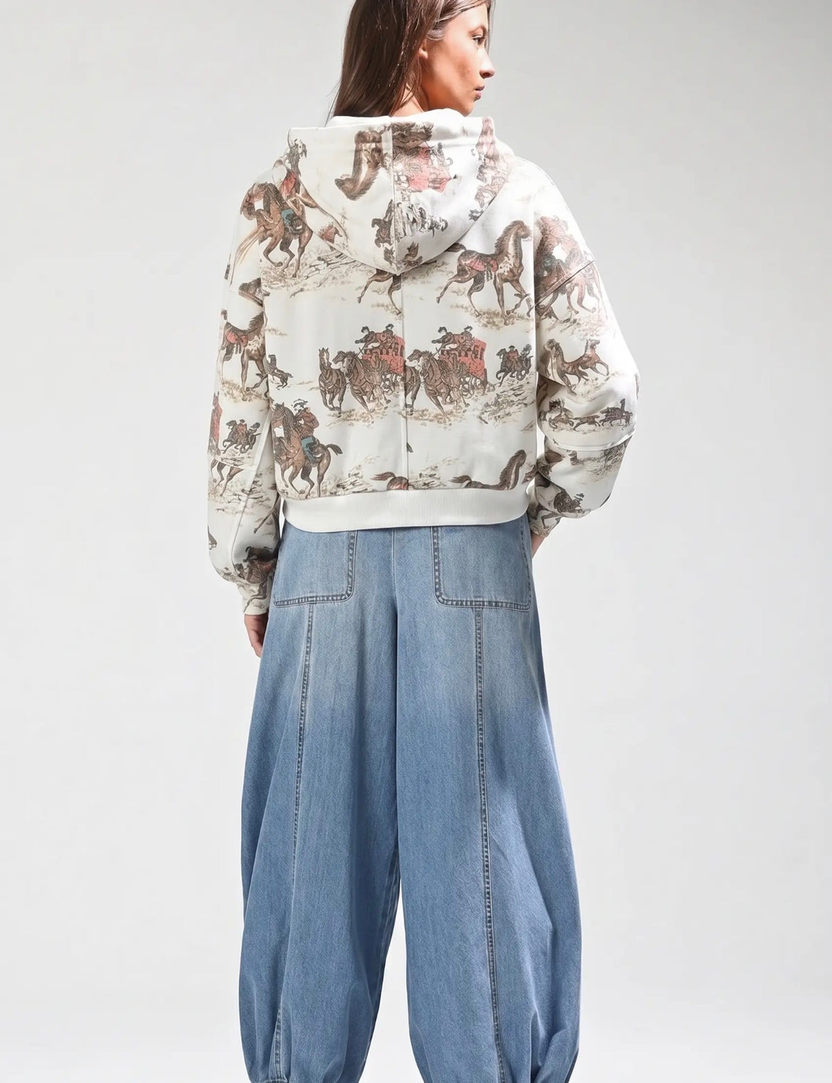 Vintage Graphic Horse Print Zip-Up
Hoodie Jacket