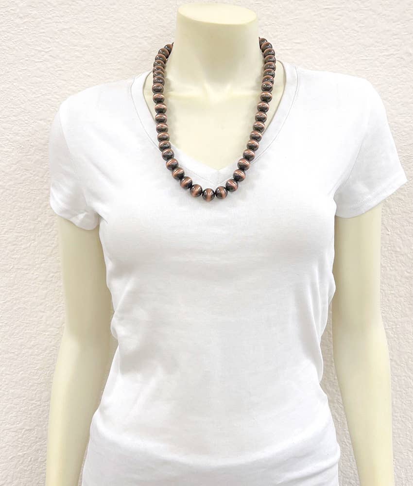 731310, Handmade 24" Copper Navajo Bead Necklace