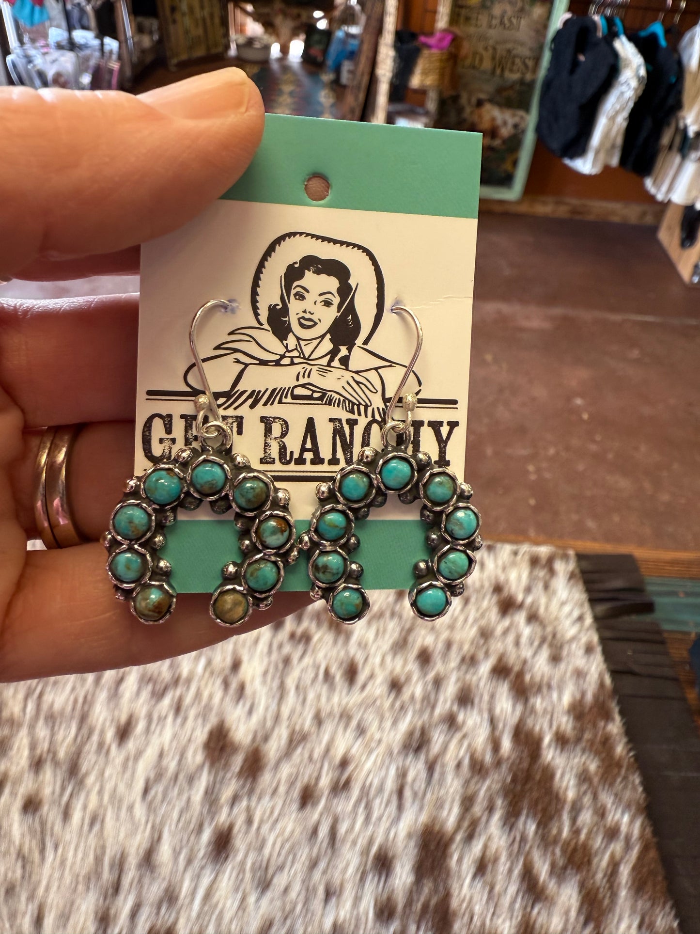 Genuine Turquoise Horseshoe Earrings