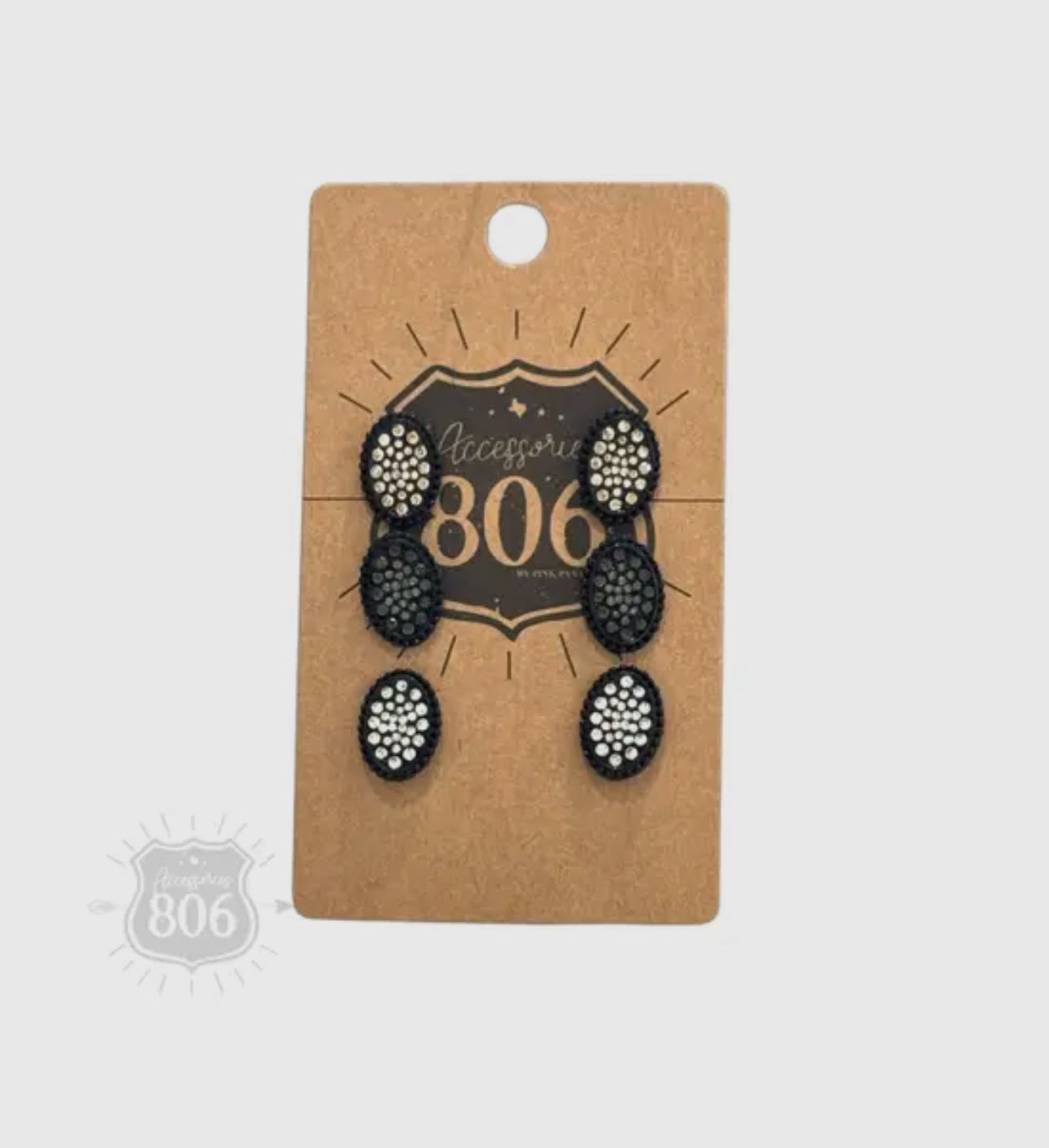 Mini Rhinestone Oval Earring Set