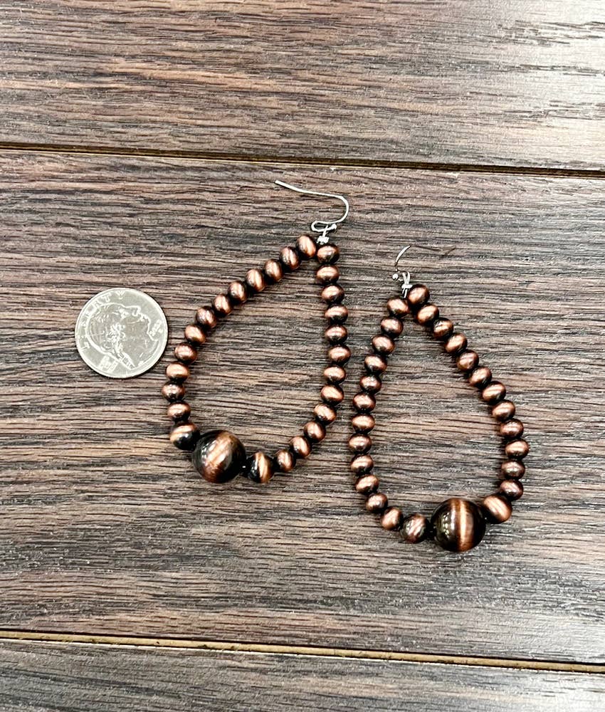 Belton Handmade Drop Copper Navajo Bead Earrings