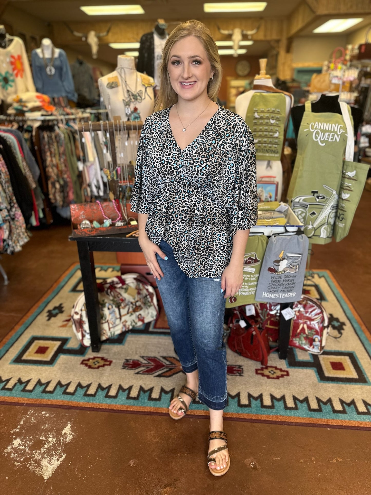 Dear Scarlett Blue Leopard Top