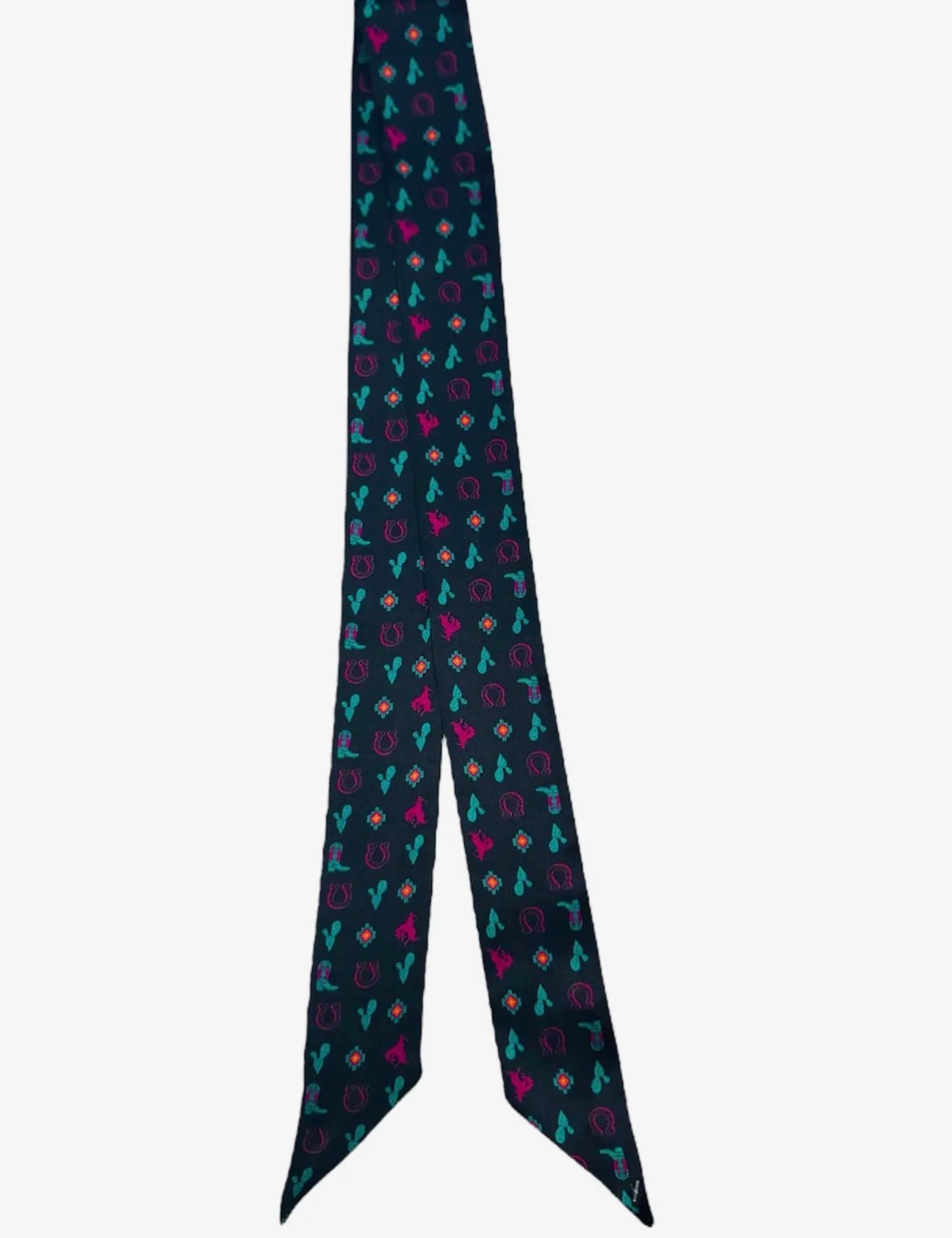 Black Silk Twilly with Prickly Pears & Bucking Horses