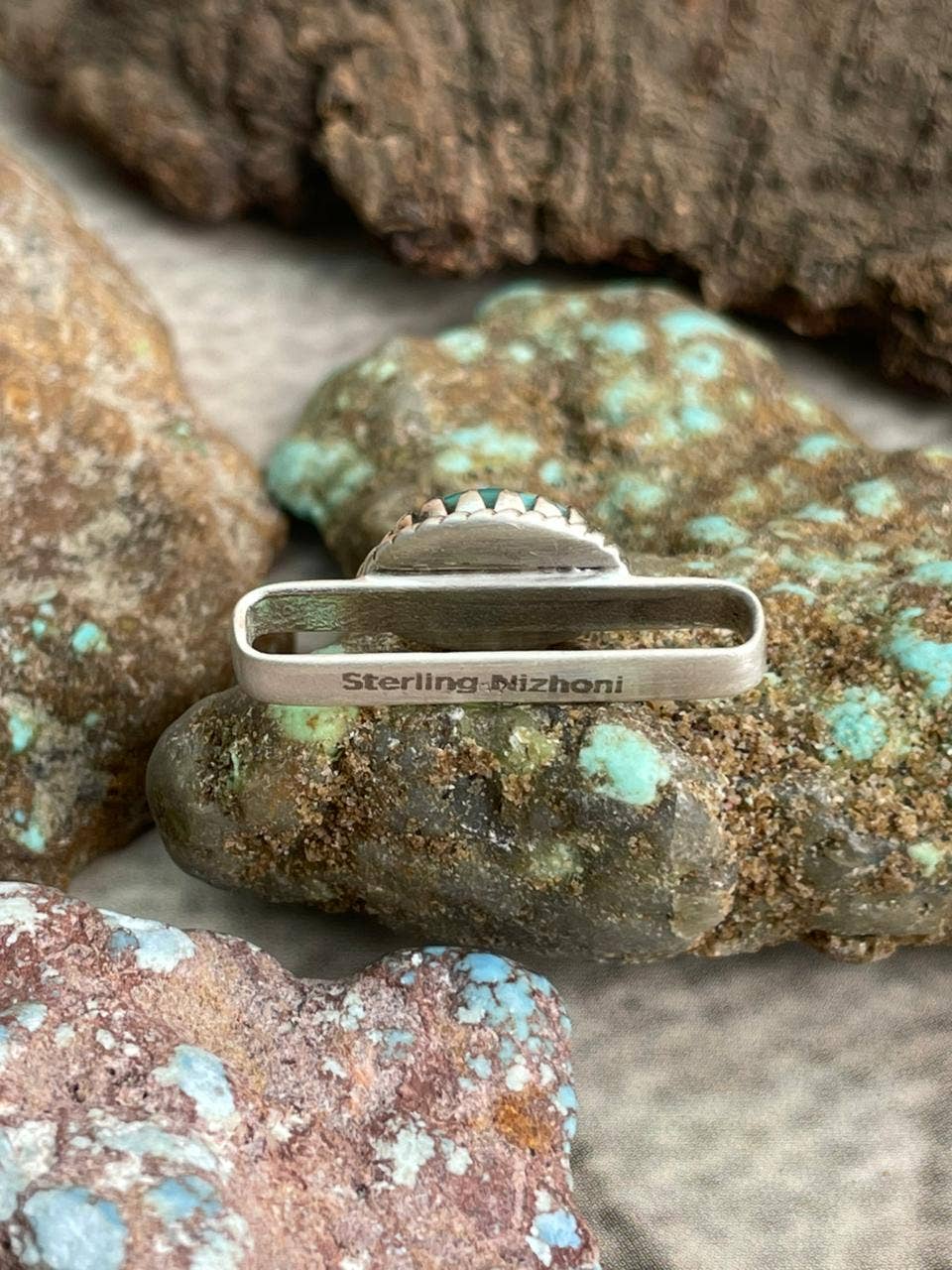 Handmade Sterling Silver Kingman Turquoise Watch Charms with Signed Nizhoni