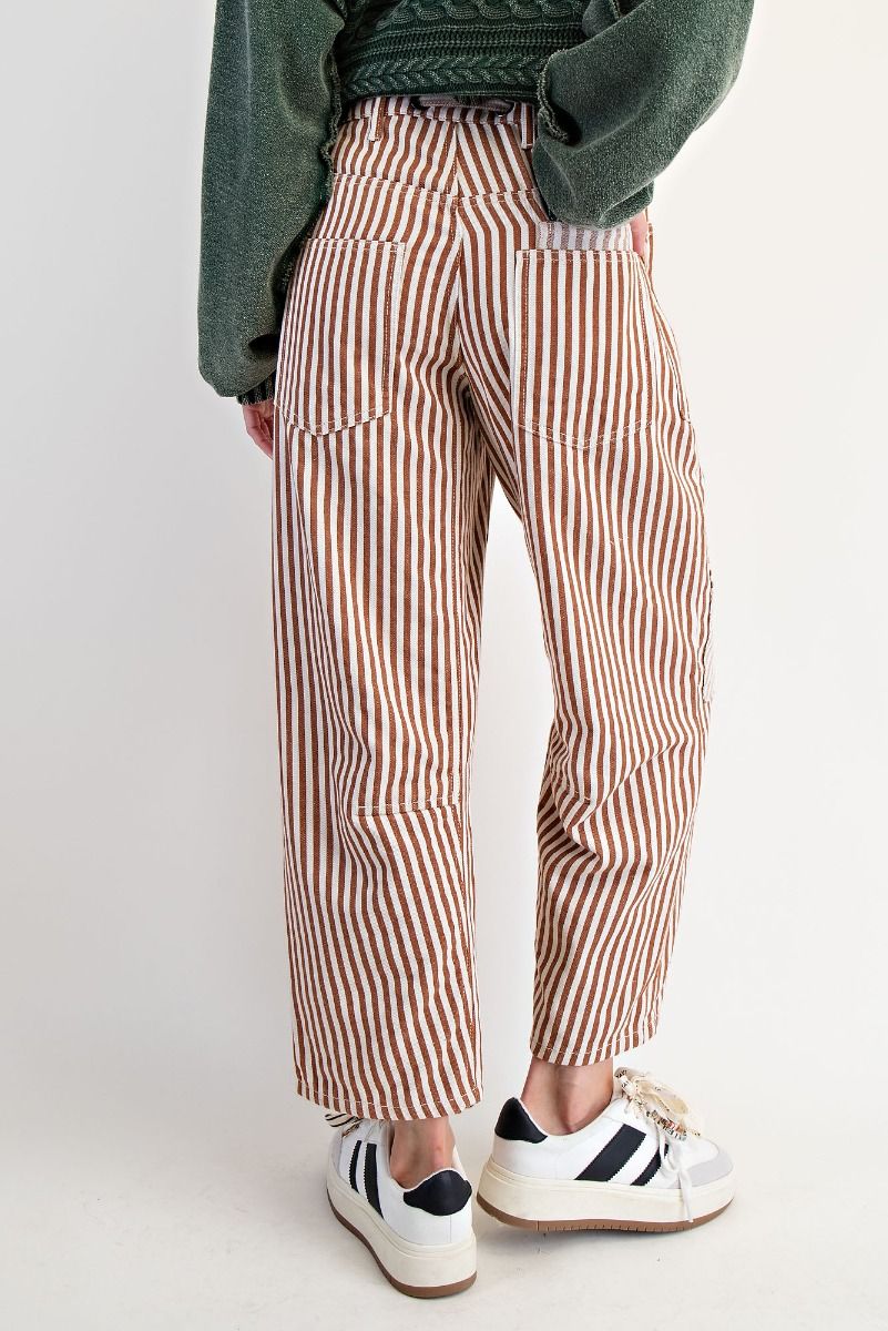 STRIPED WASHED TWILL PANTS