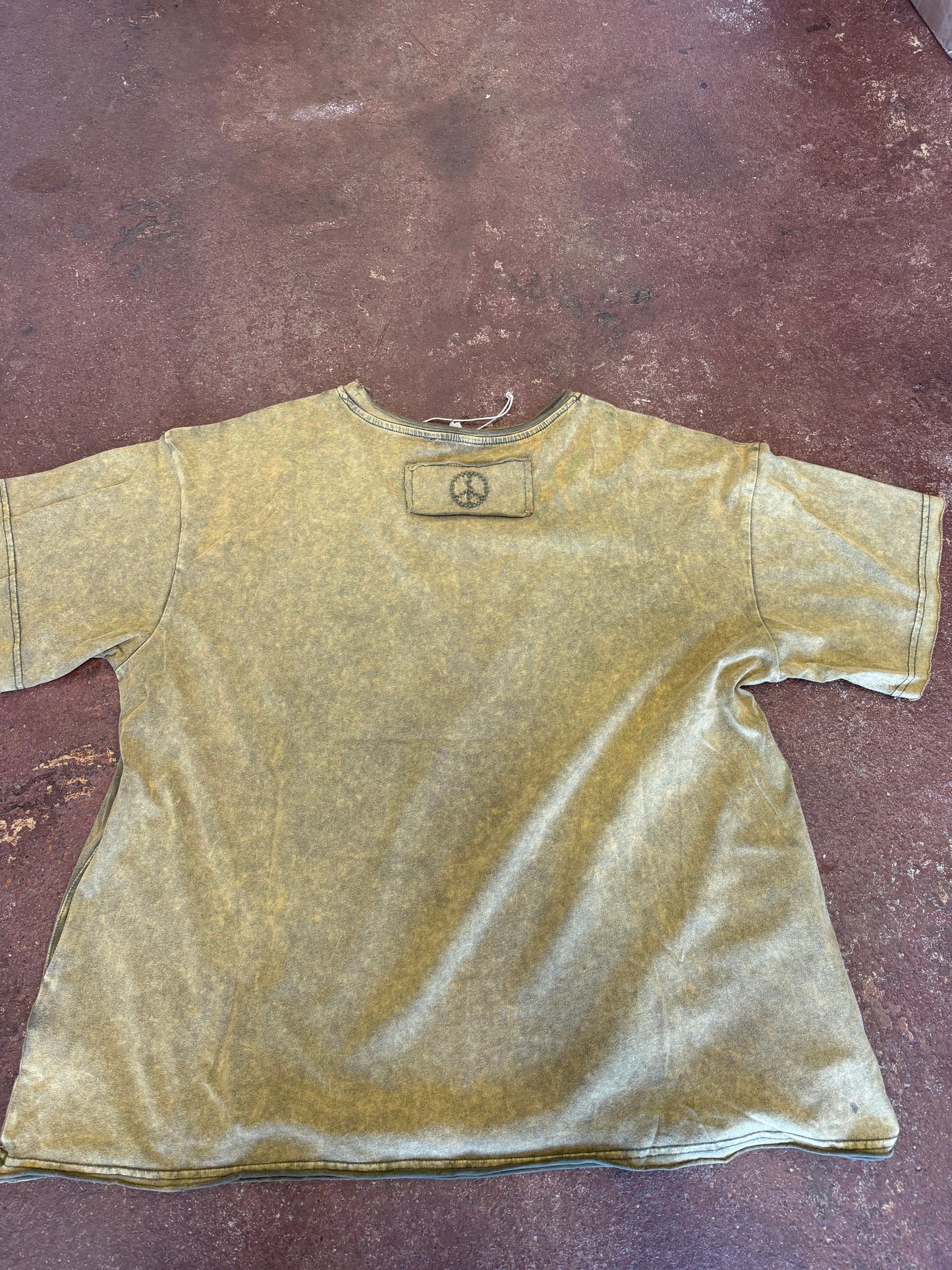Indian print olive wash short sleeve T-shirt