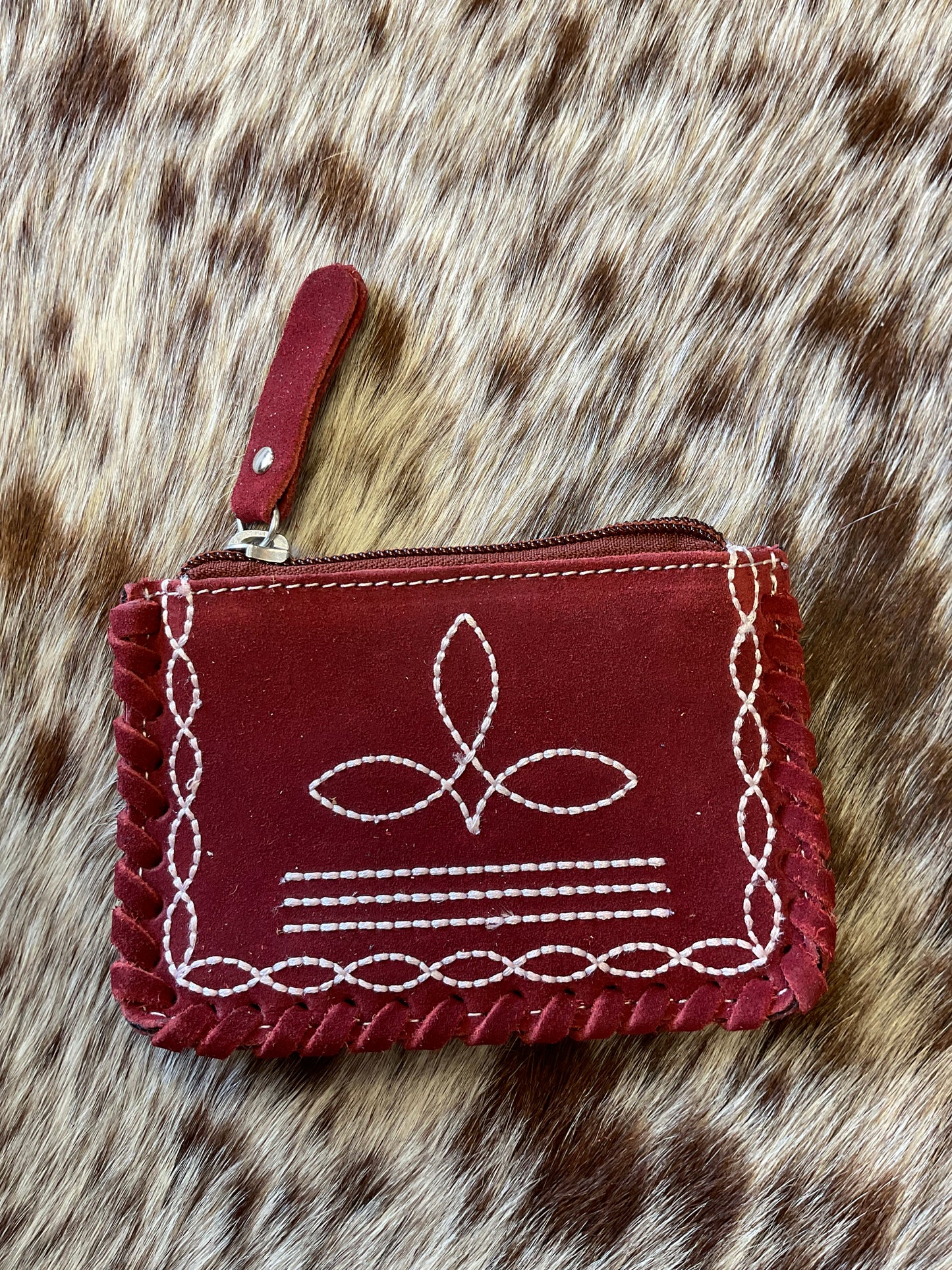 Suede Boot Stitch Coin Pouch