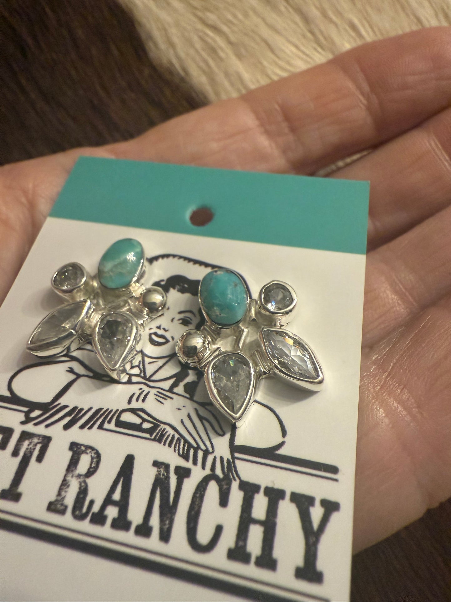 Turquoise Chunky Cluster Post Earrings