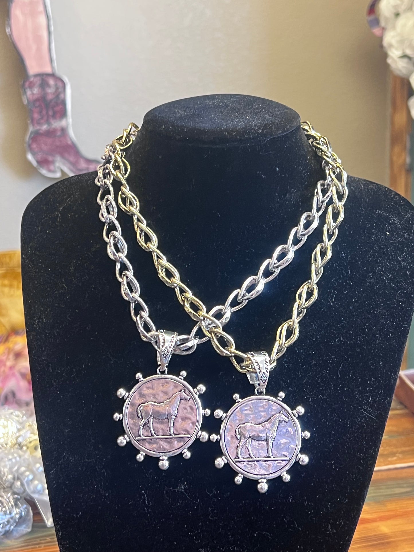 Horse Coin Pendant Necklace