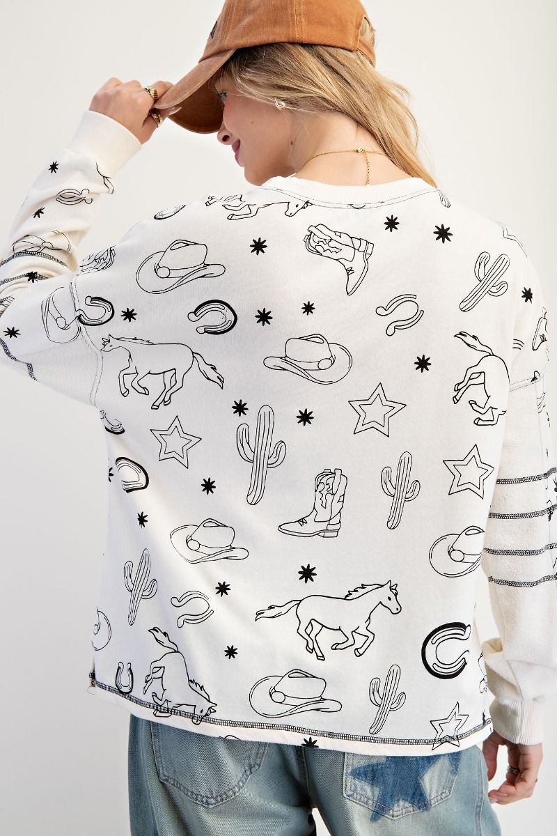 WESTERN PRINT WASHED
TERRY PULLOVER