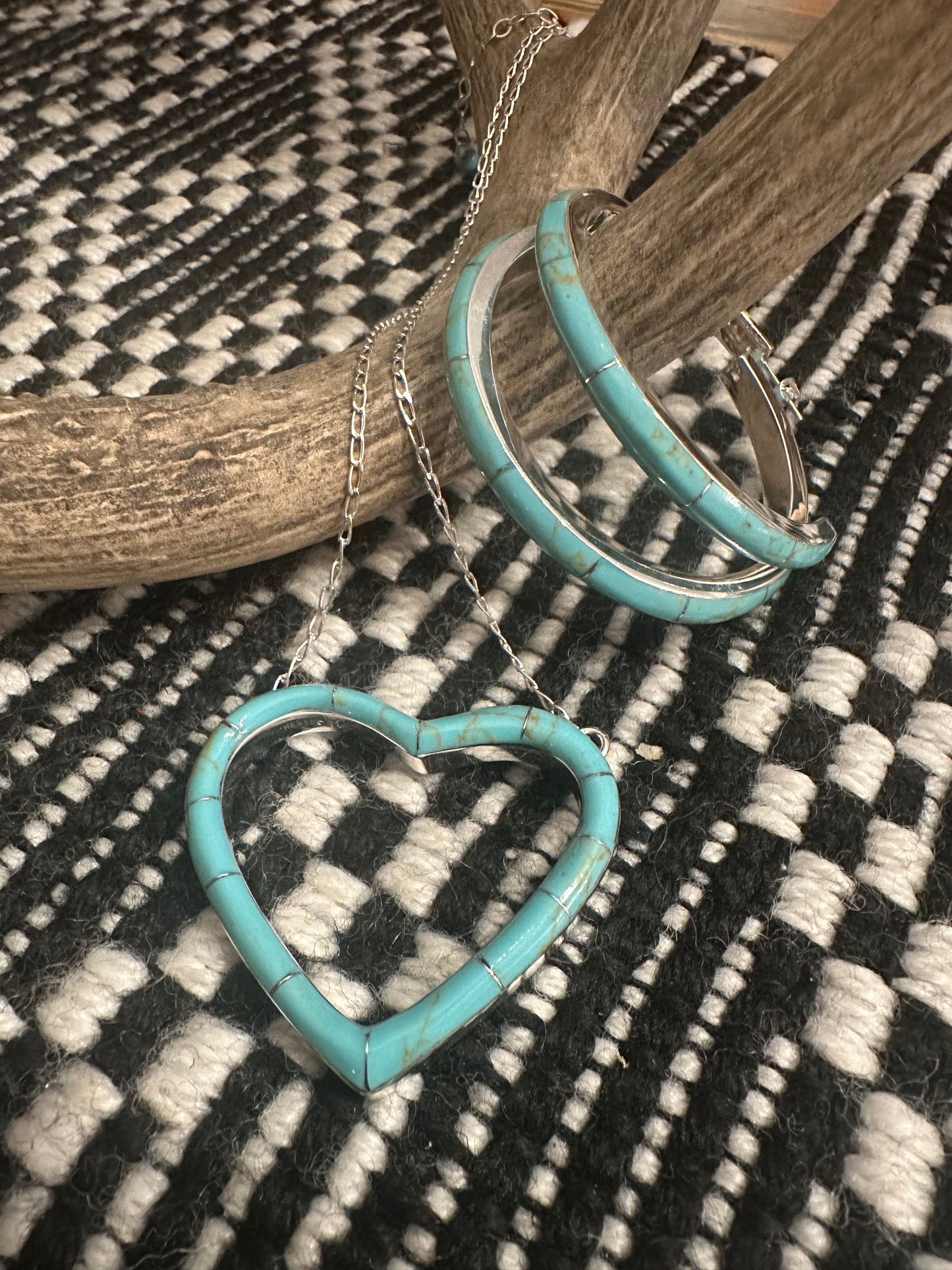 Turquoise Inlay Heart Necklace