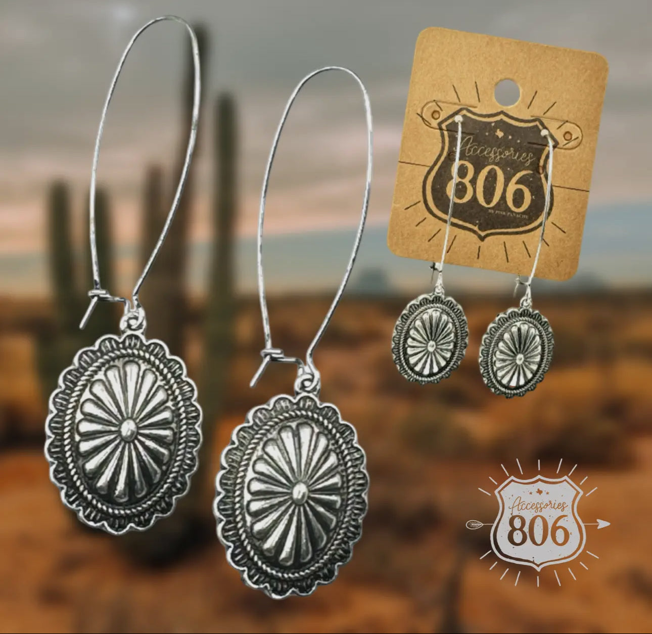 Western Silver Concho Earring