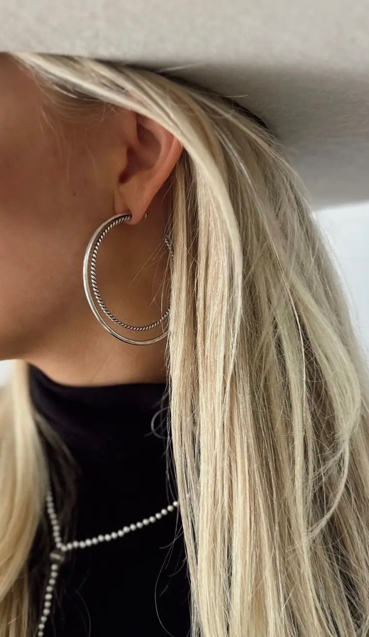 2.25" 18K Gold Plated Double
Hoop Earrings