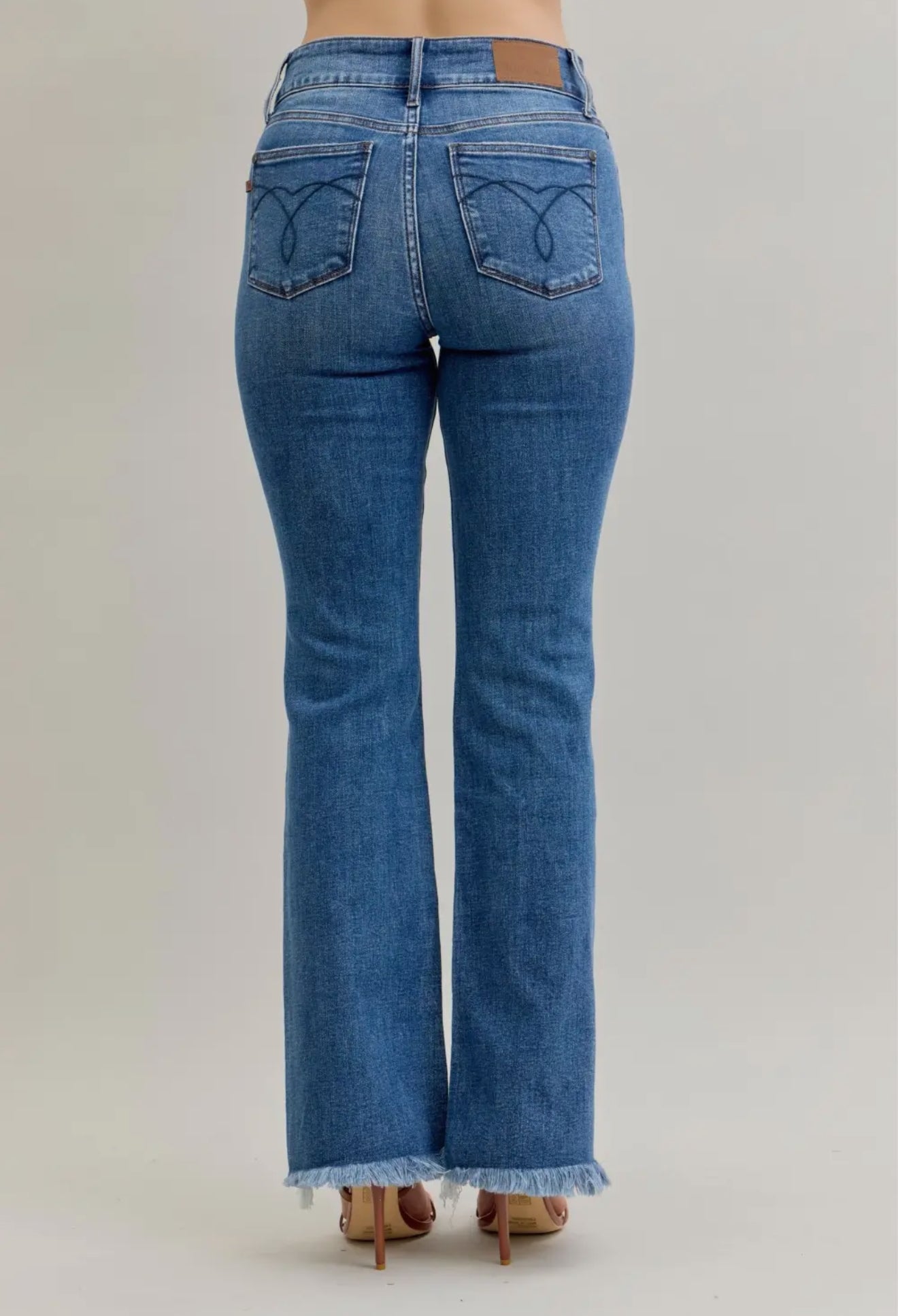 Judy Blue High Waisted Bootcut Double Button Wb & Fray Hem
