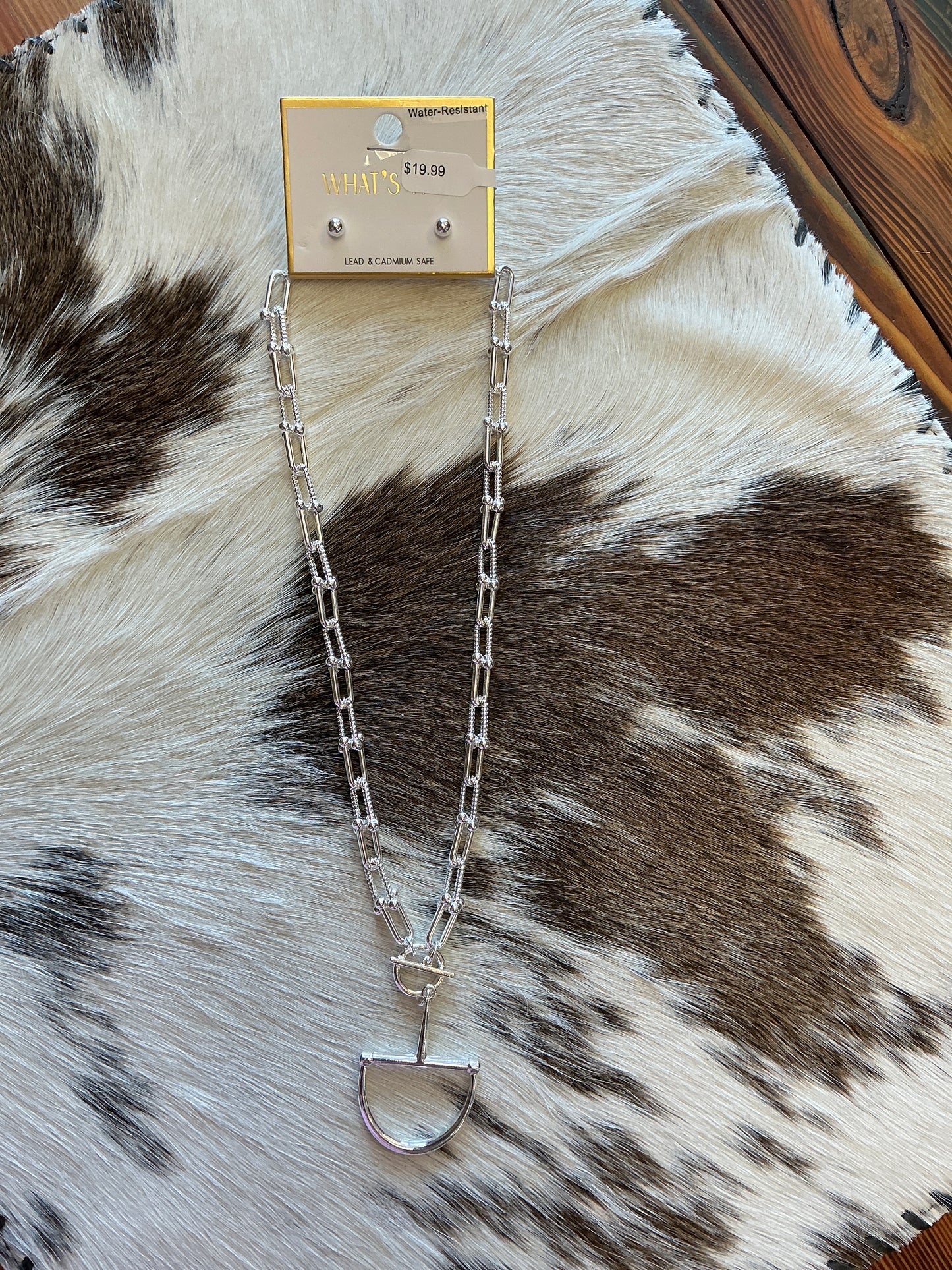 Silver Thick Chain 16"-18" Necklace with Horsebit
