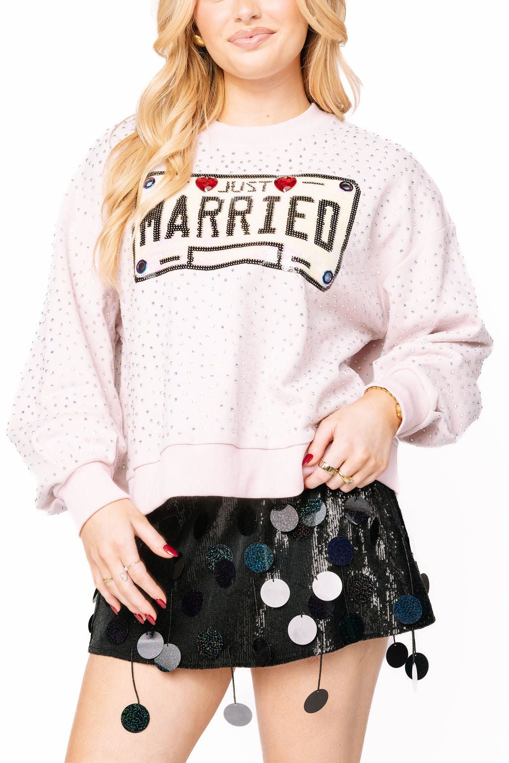 Queen of Sparkles Pale Pink Rhinestone 'Just Married'
Sweatshirt