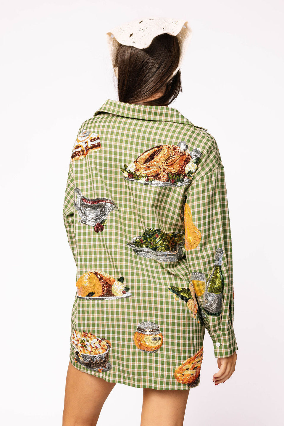 Queen Of Sparkles Green Plaid Queen of Turkey Button Up Dress/Top