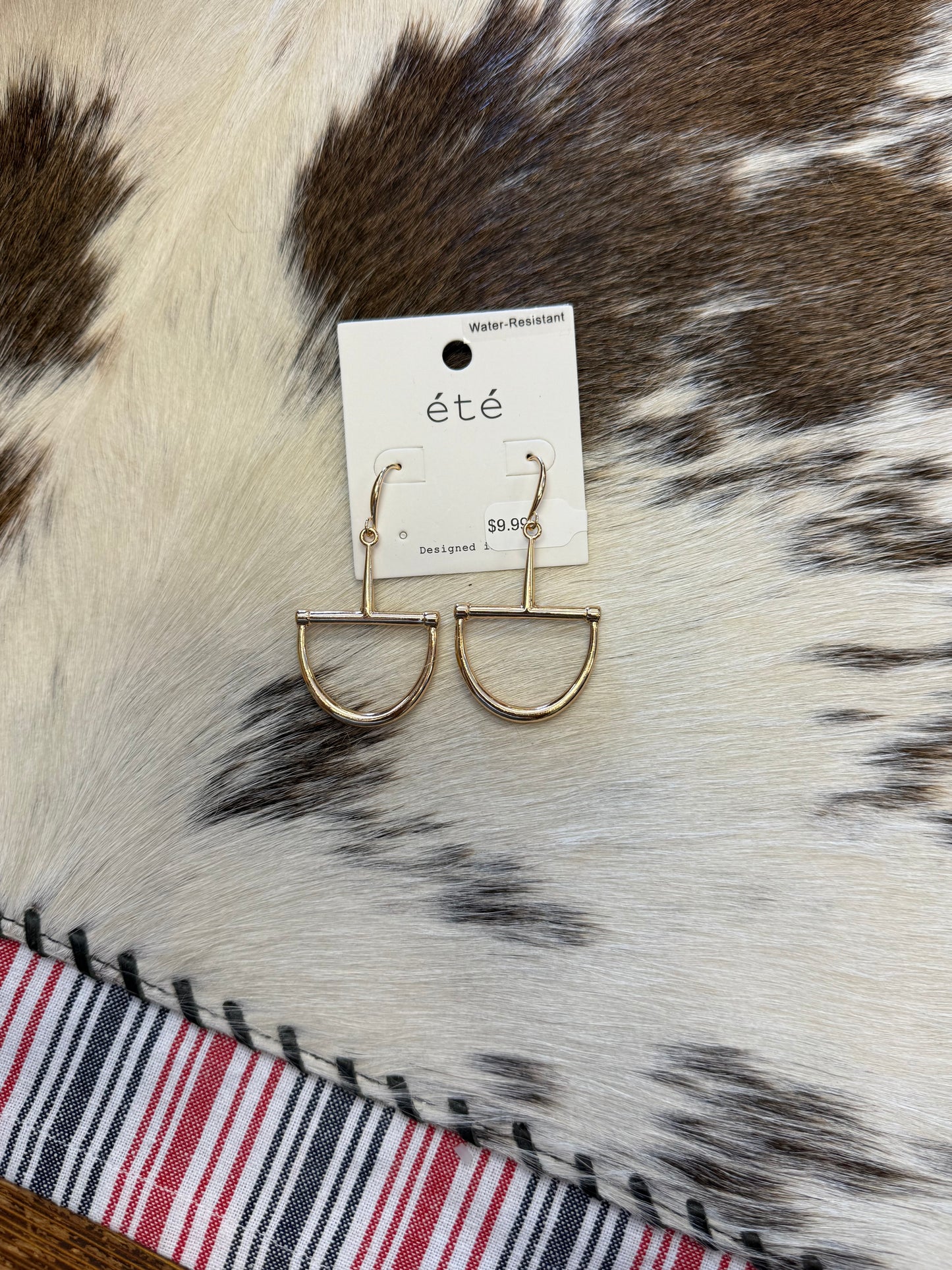 Water Resistant Gold Horse Bit 1" Drop Earring