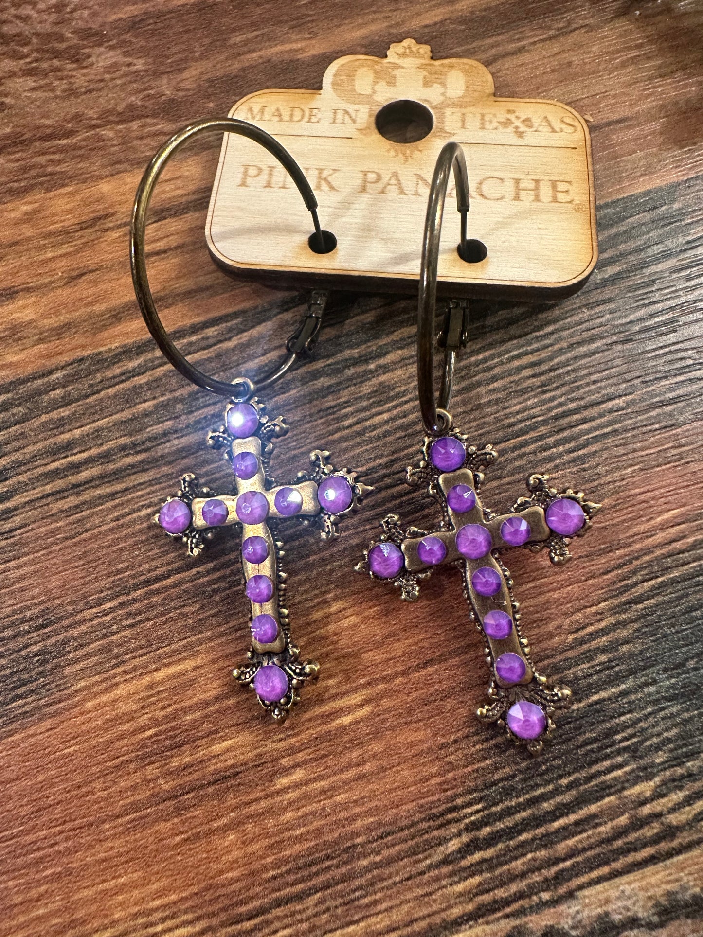 Fancy Cross Earrings with Austrian Crystals