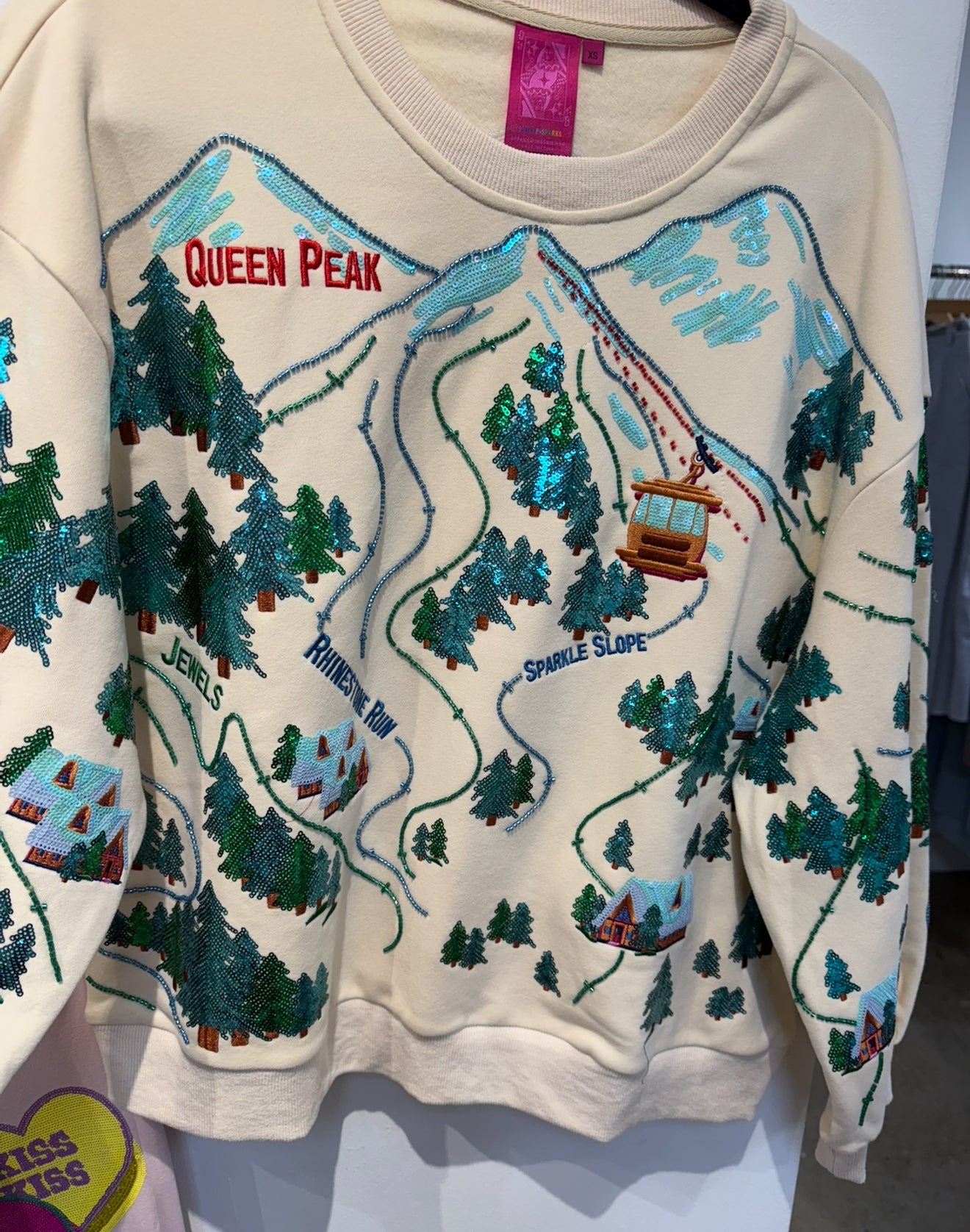 Queen Of Sparkles Beige 'Sparkle Slope' Scenery Sweatshirt