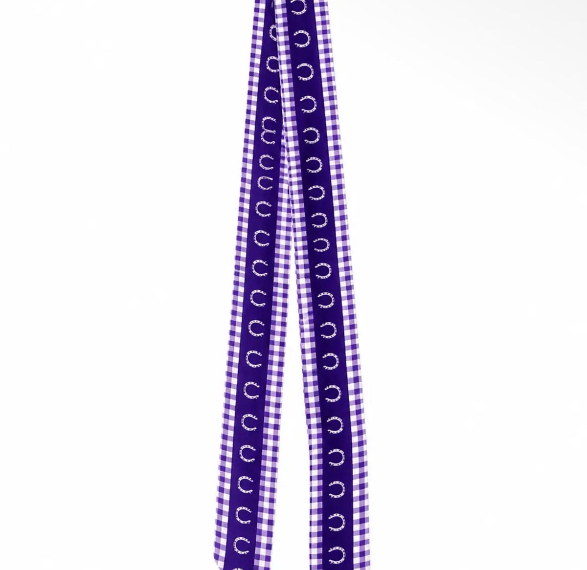 100% Silk Twilly Scarf with Horsehoe and Gingham
