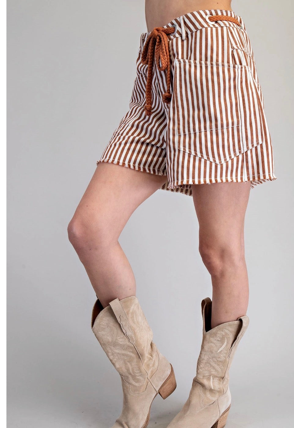 Mineral Washed Striped Shorts