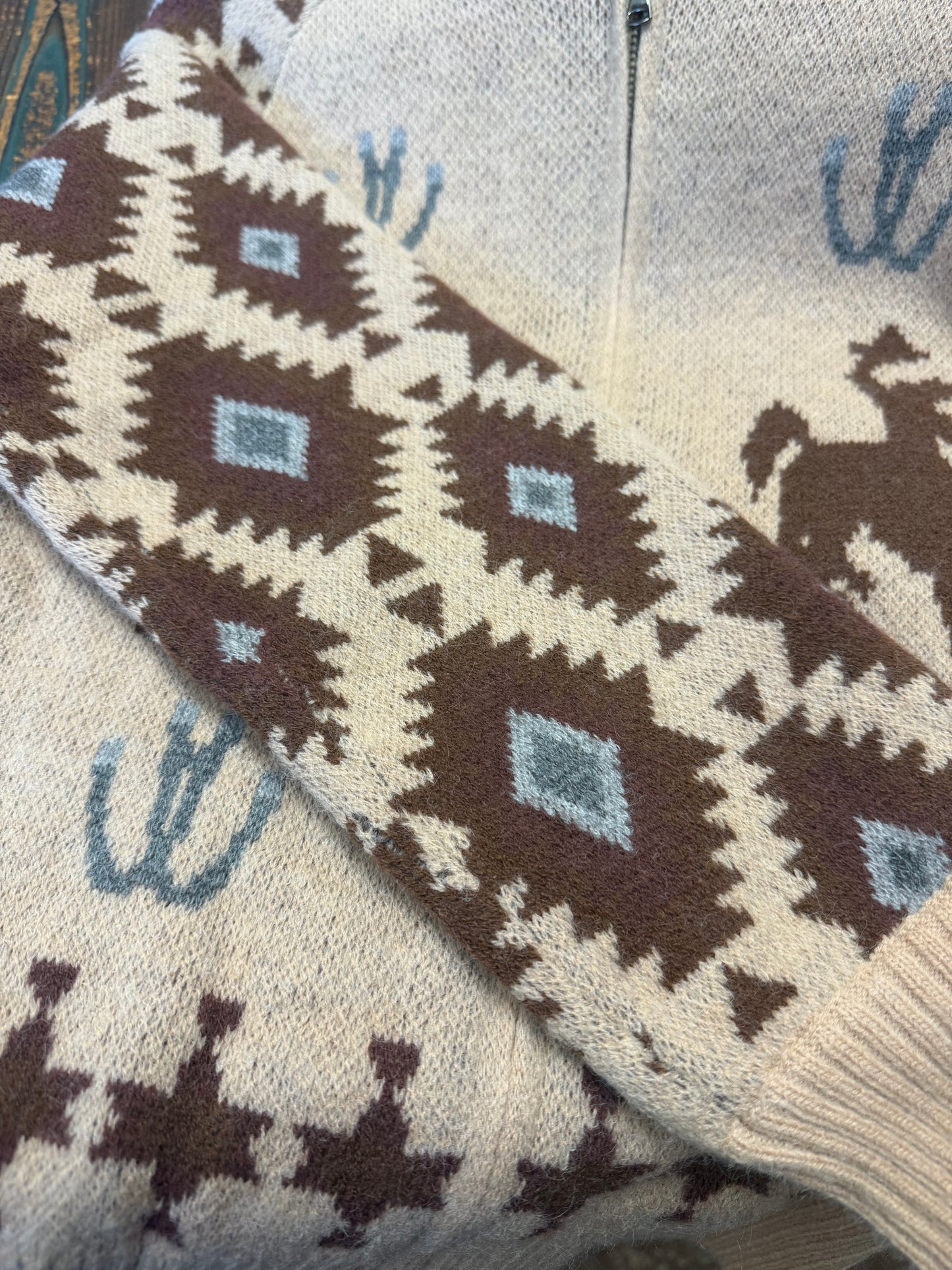 Kickin Bronco Zip Up Sweater