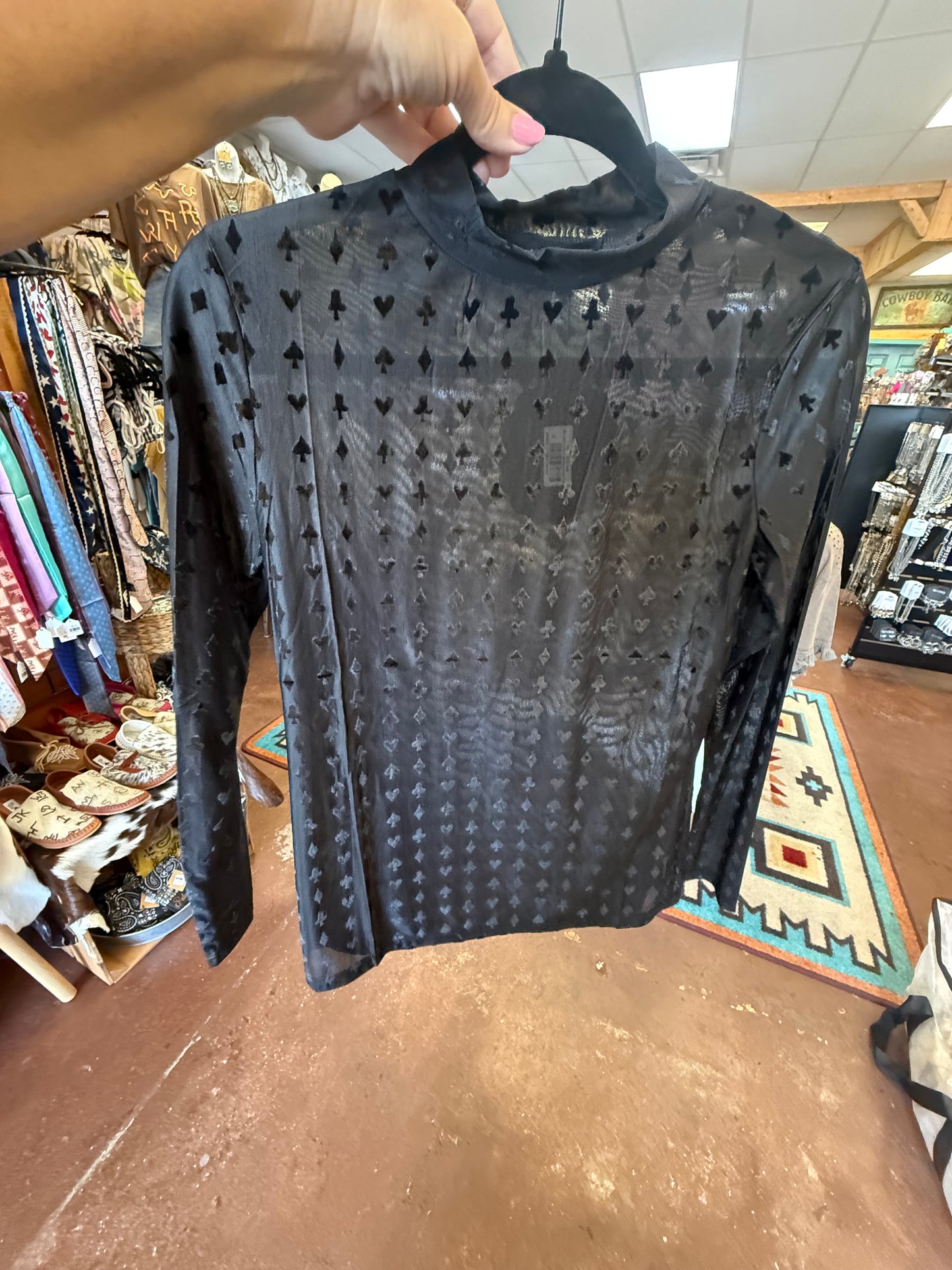 Blackjack Velvet Long Sleeve Mesh Top