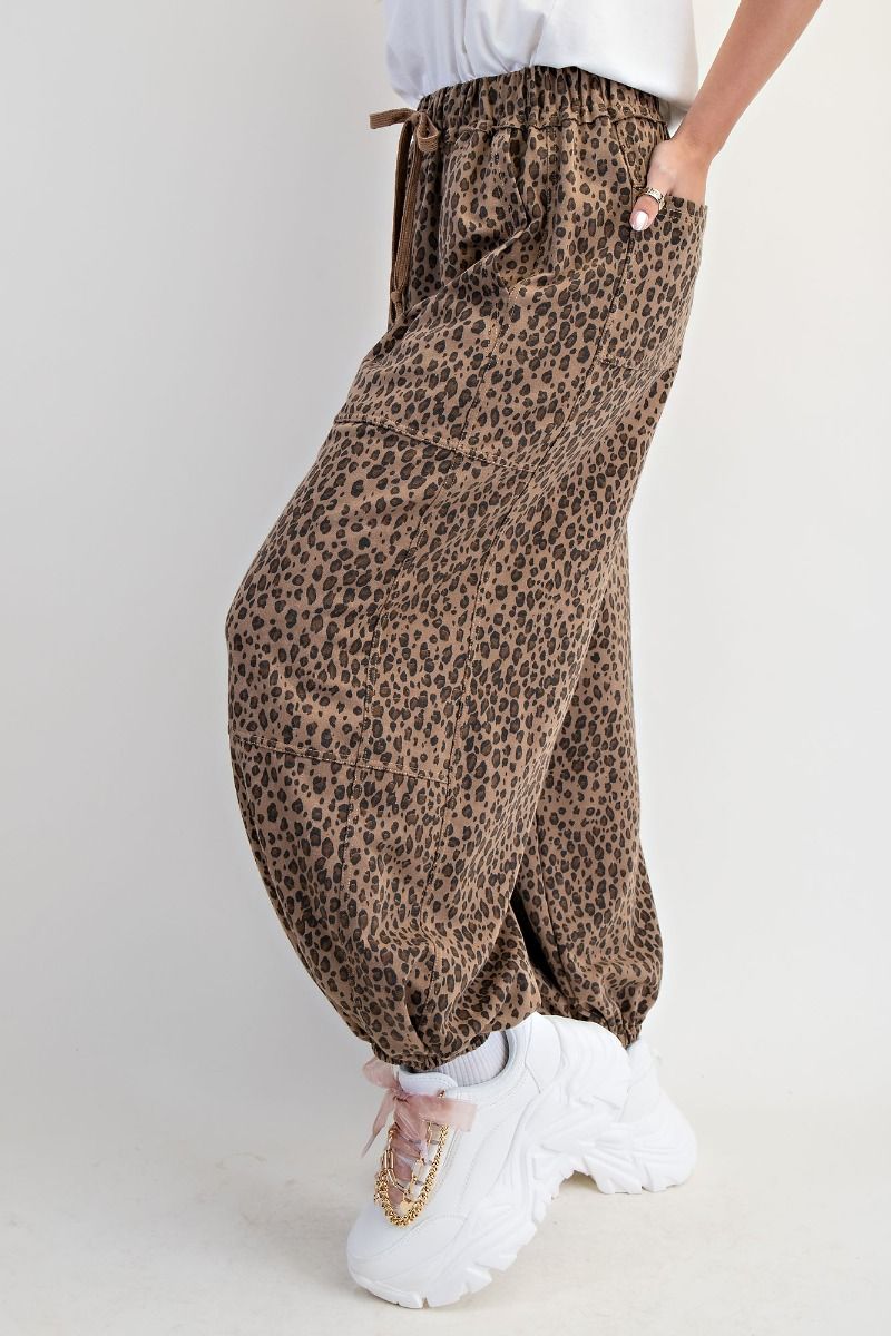 Animal Print Terry Knit Pants