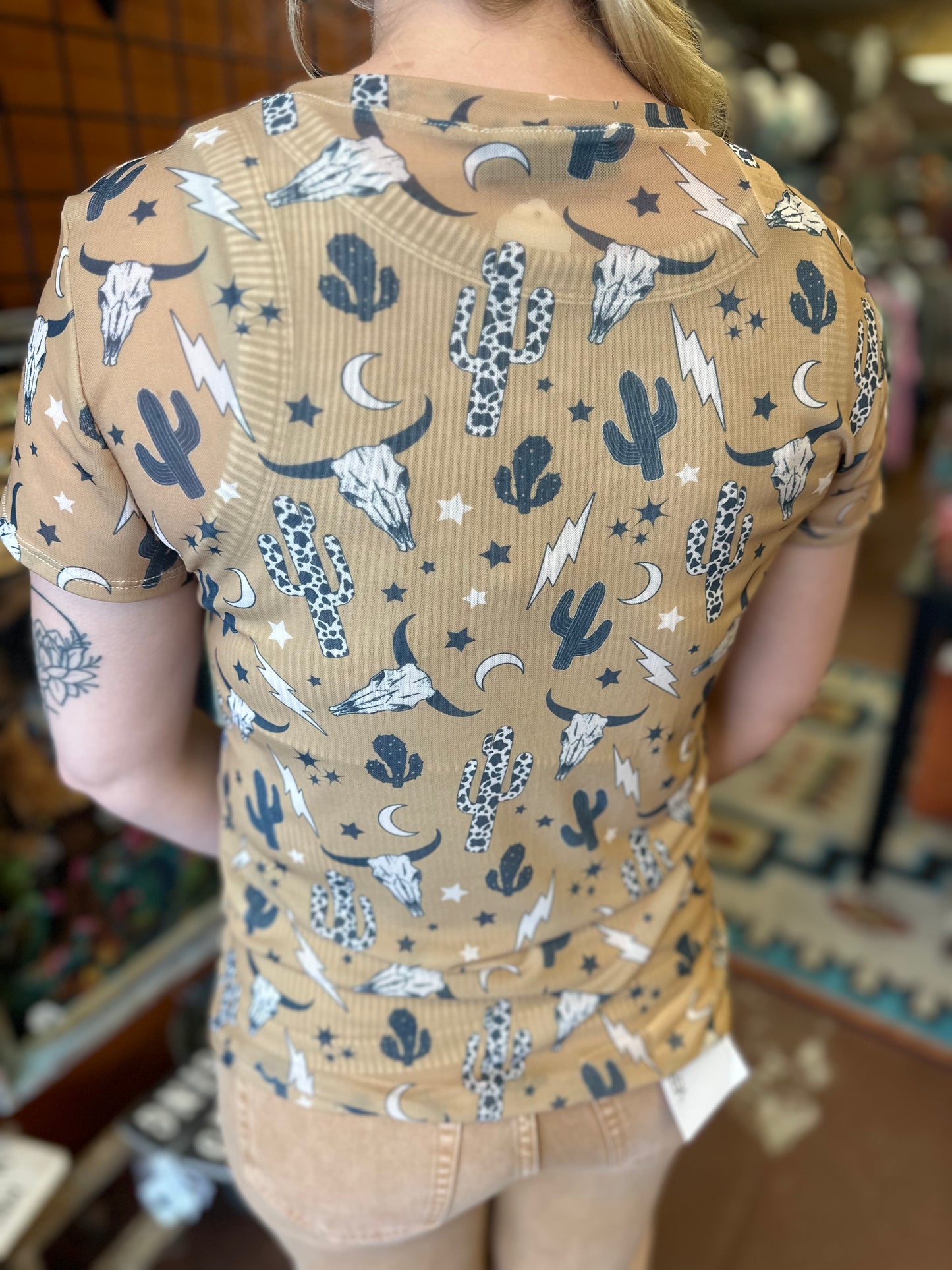 Rodeo Mesh Short Sleeve Tops