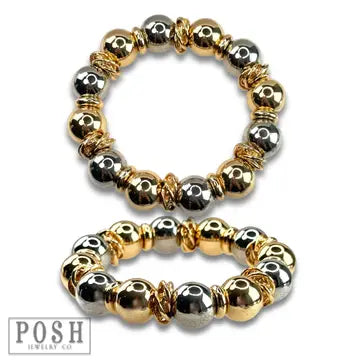 Two Tone Shiny Bead Bracelet