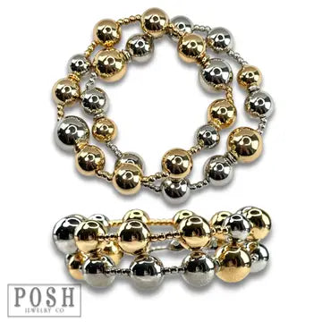 Two Tone Shiny Bead Double Strand Bracelet