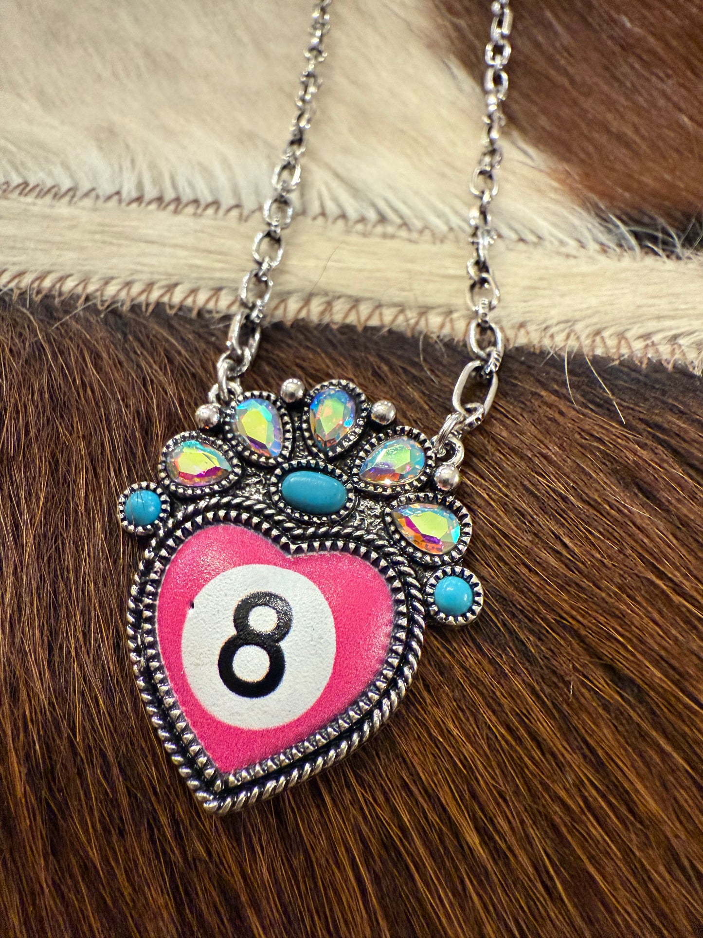 8 Ball Heart Necklace