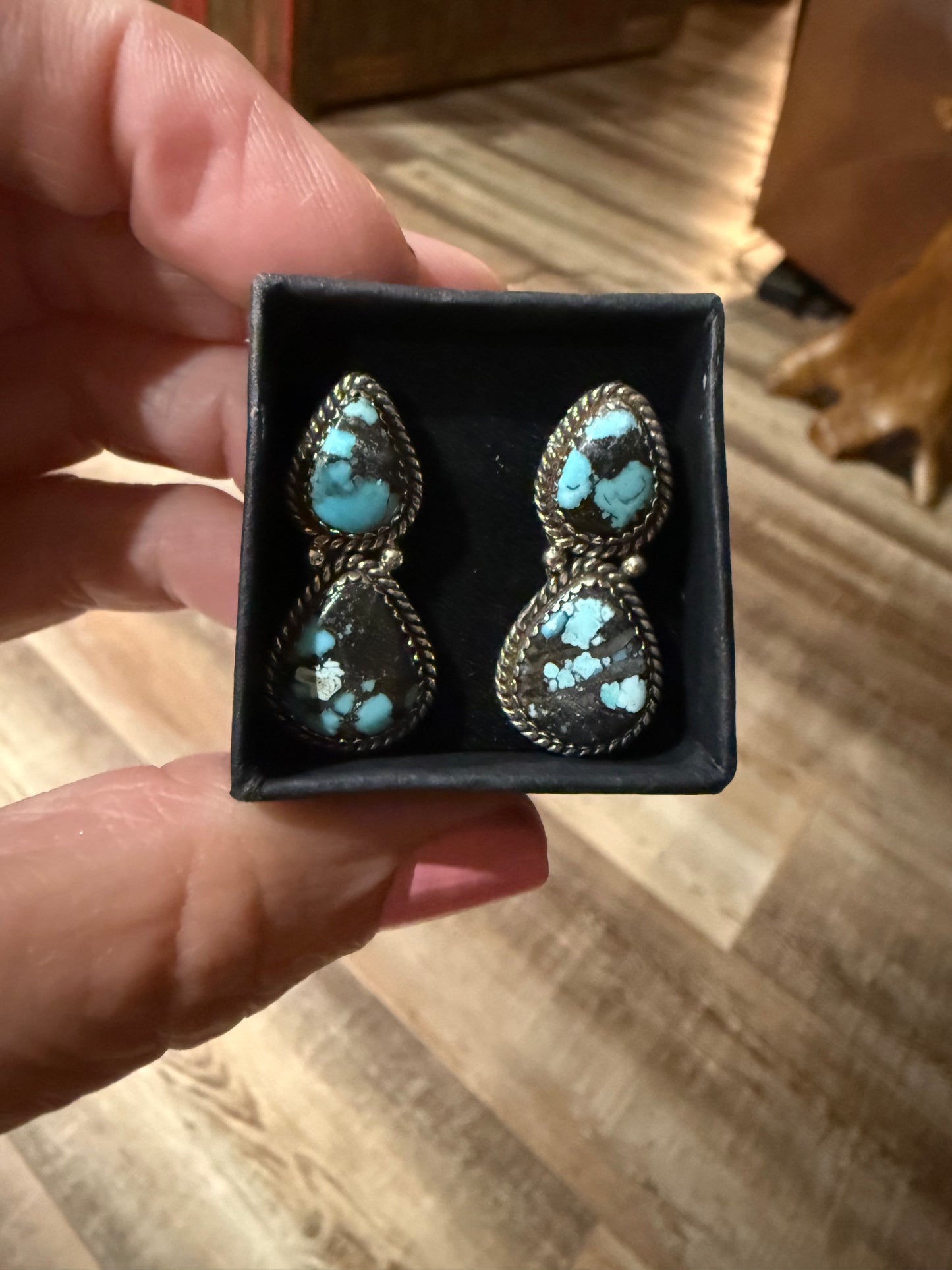 Turquoise Double Stone Cluster Stud Earrings