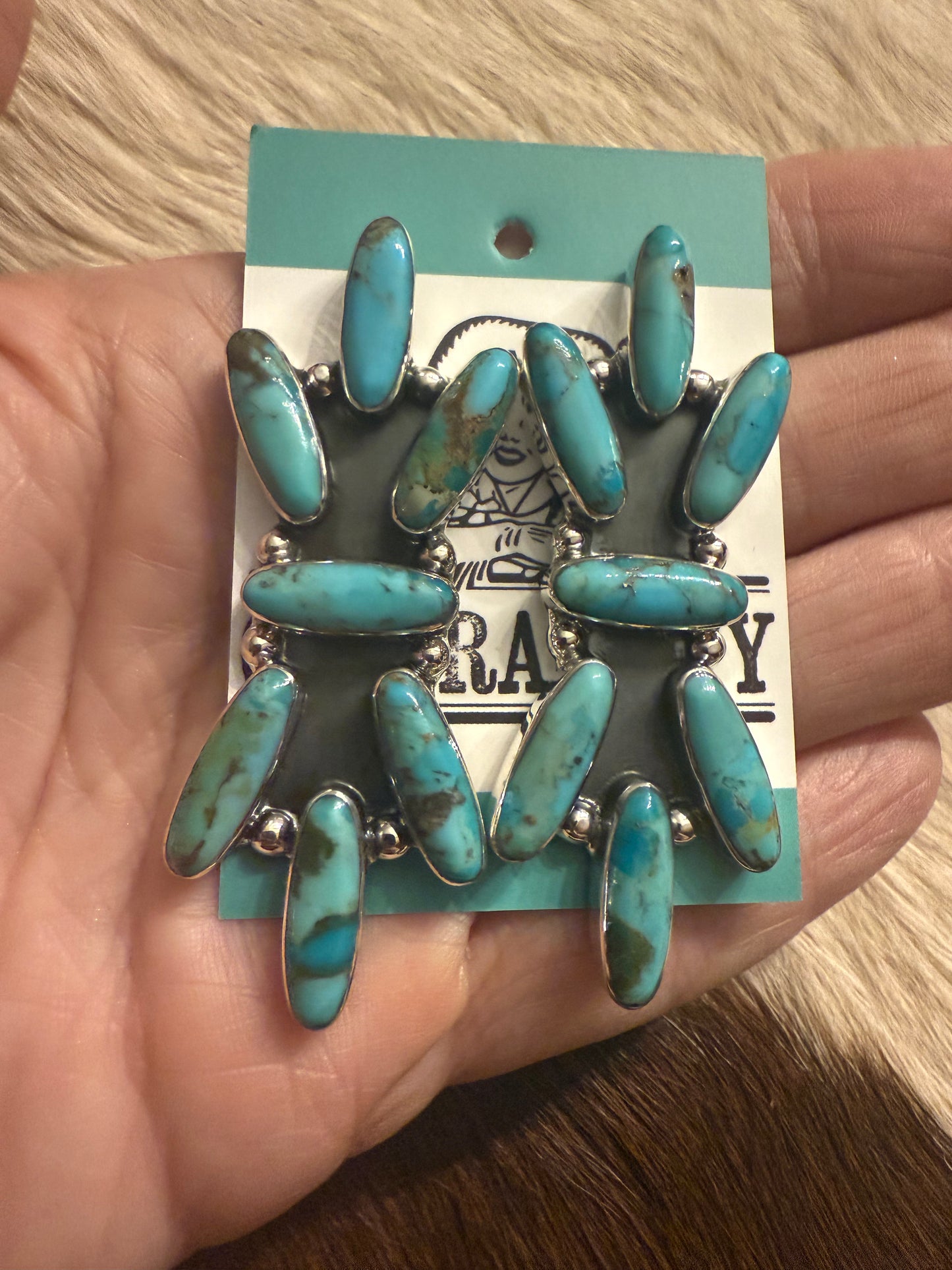 Turquoise Elongated Cluster Post Earrings