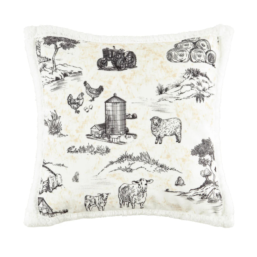 FARM LIFE CAMPFIRE SHERPA PILLOW