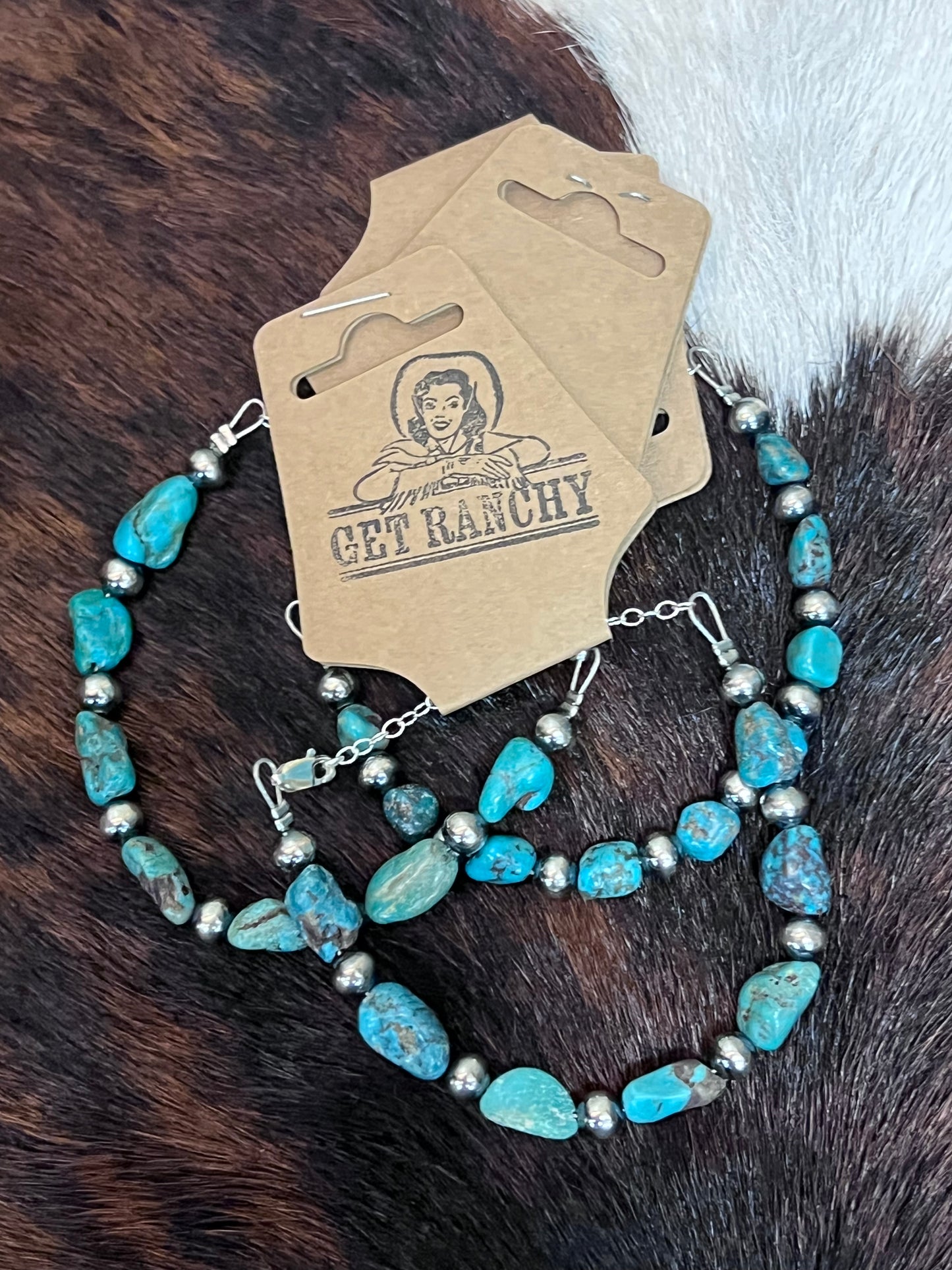 Sterling Silver & Blue Turquoise Nugget Bracelet