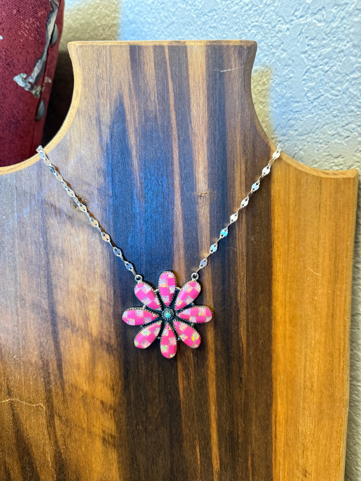 Pink Wildflower Rodeo Sterling Silver Necklace