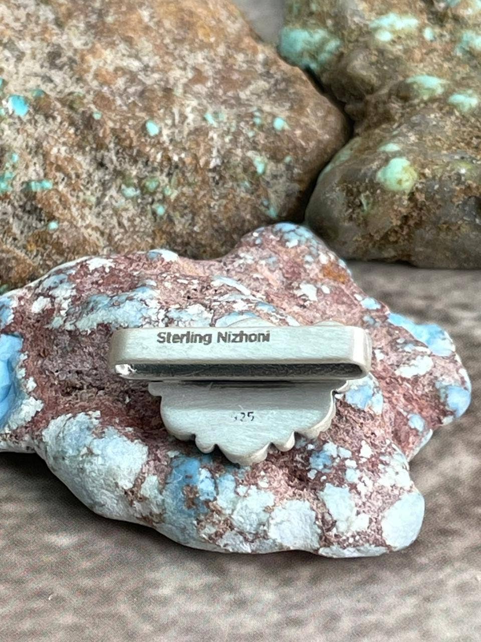 Handmade Sterling Silver Kingman Turquoise Watch Charms with Signed Nizhoni