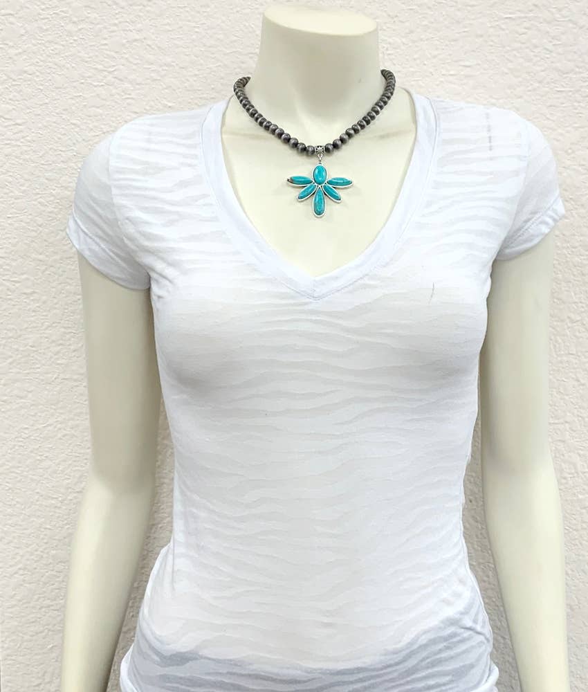 16" 8mm Navajo Bead, Turquoise Necklace