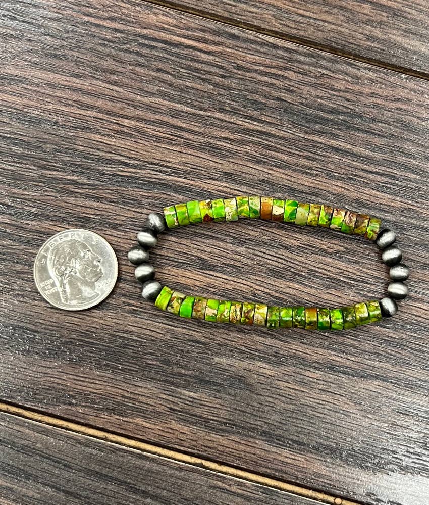 711381, Handmade Navajo Gemstone Stretch Bracelet