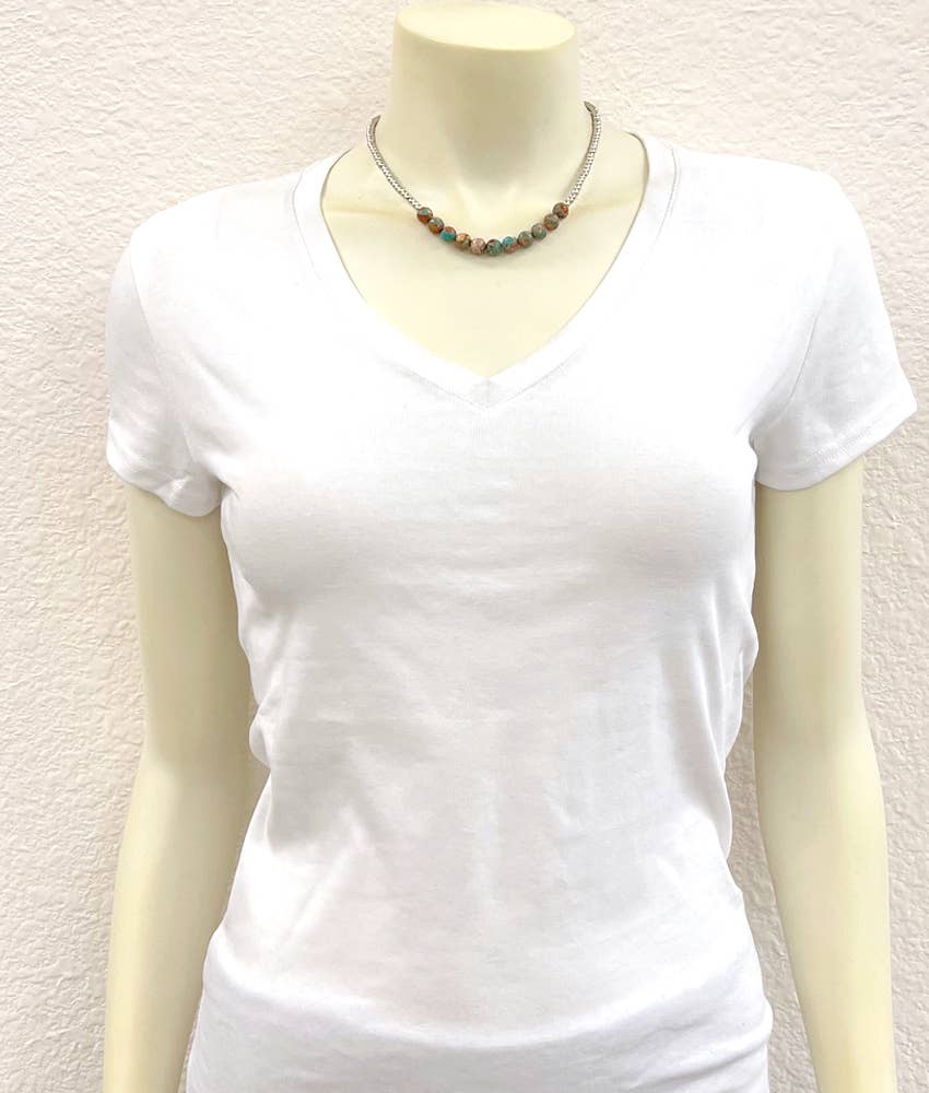 15" 8mm Round Gemstone Necklace