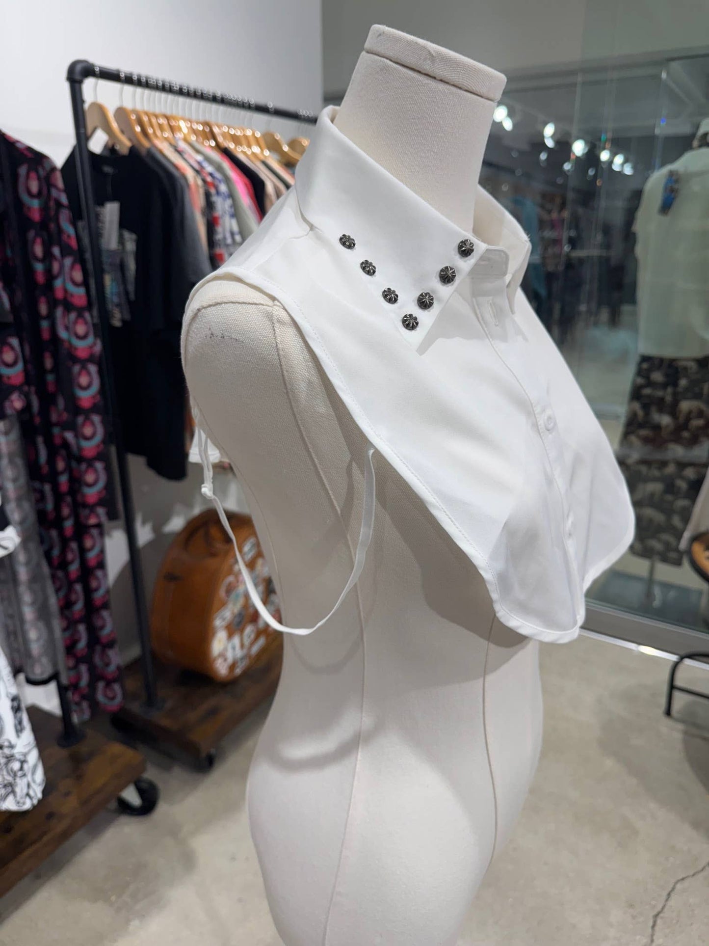 Western white studded faux collar for layering