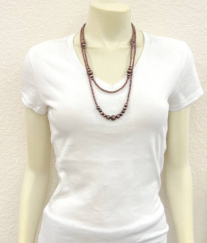 737010, Handmade 26" Copper Navajo Bead Necklace