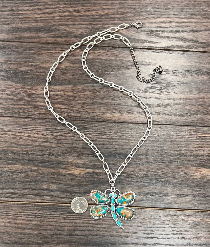 Kendra Navajo Dragonfly Gemstone, Turquoise Necklace