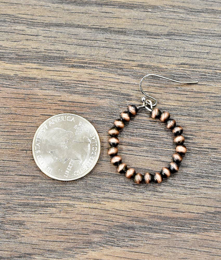 Bells Handmade Copper Navajo Bead Hoop Earrings