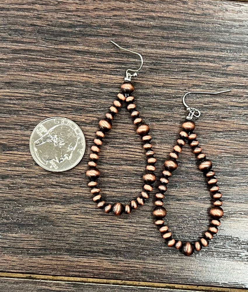 Alvin Handmade Copper Navajo Bead Earrings