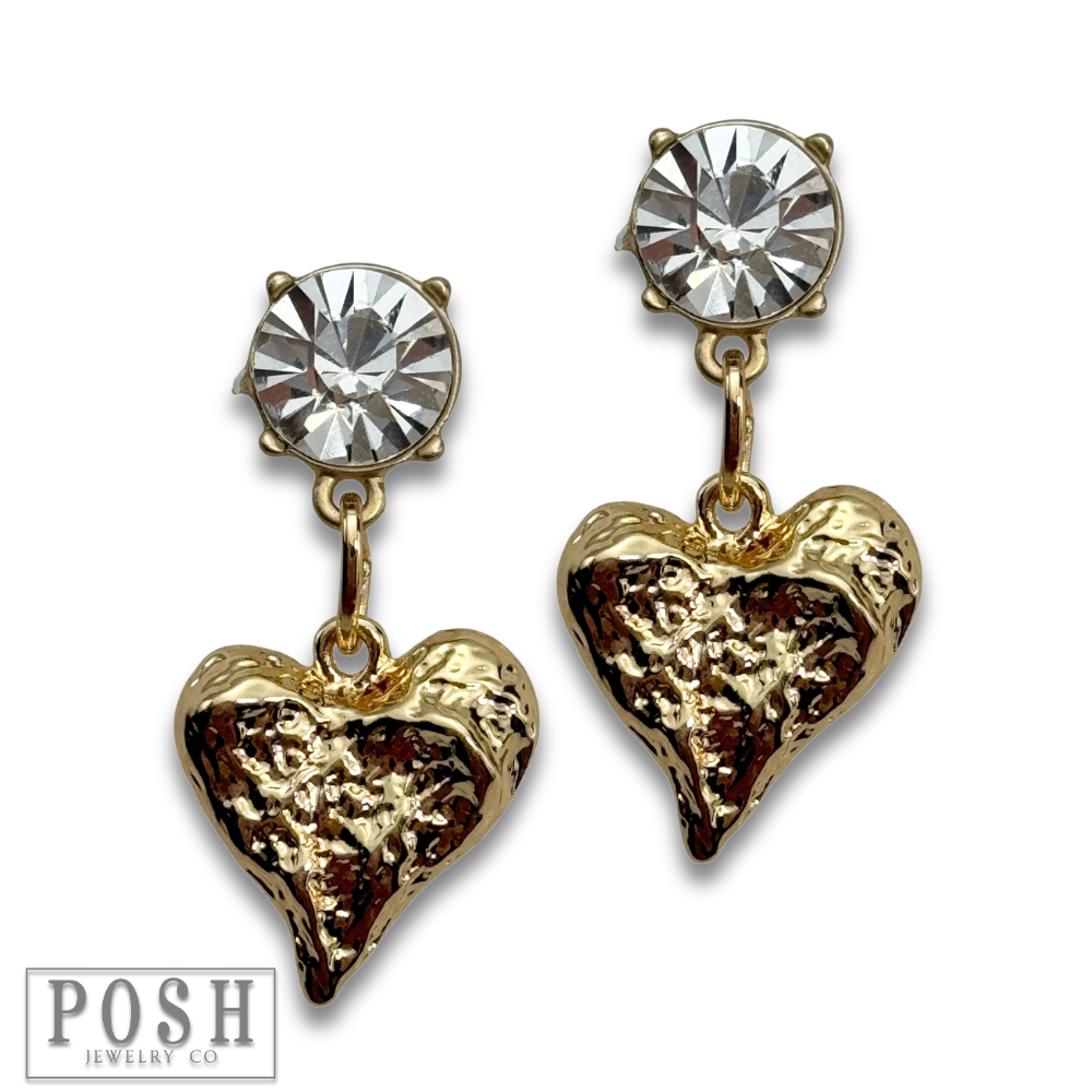 Folk art style heart charm earring