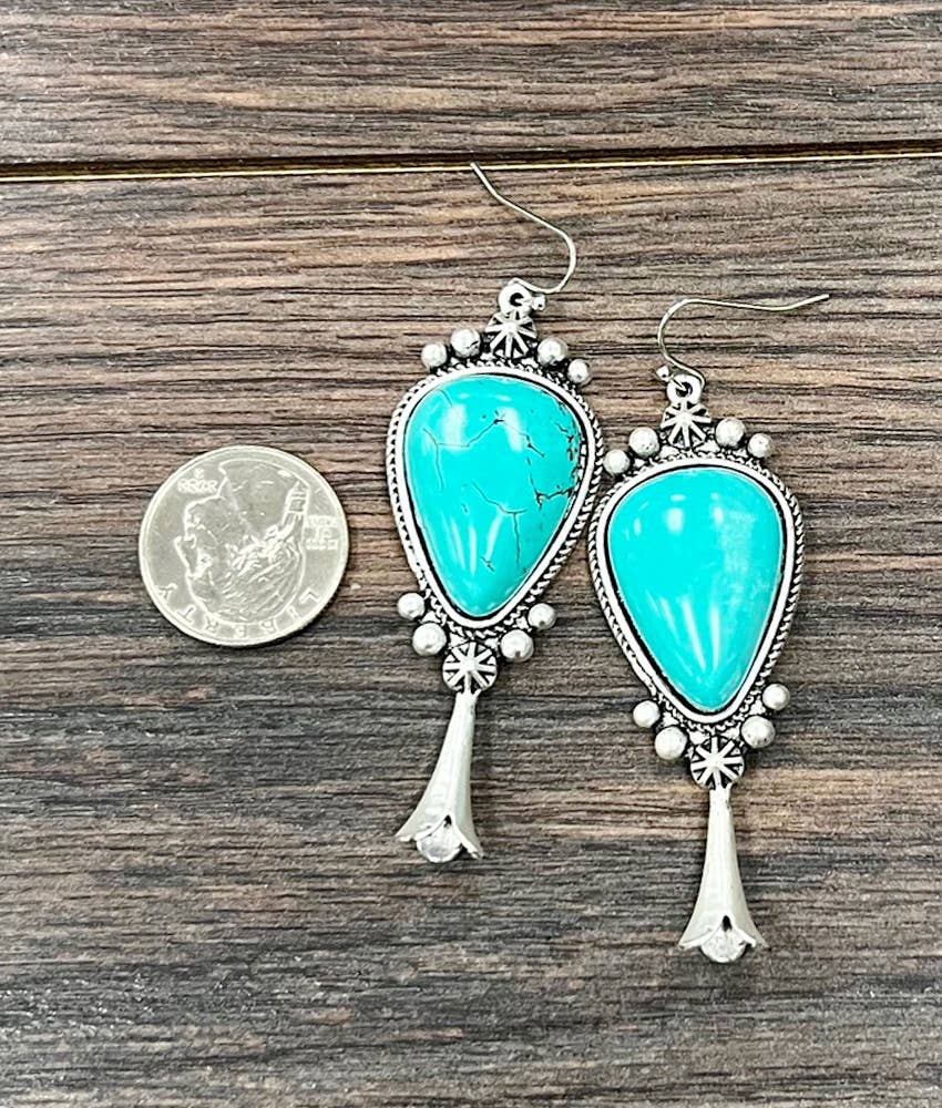 720860, Squash Blossom Turquoise Earrings