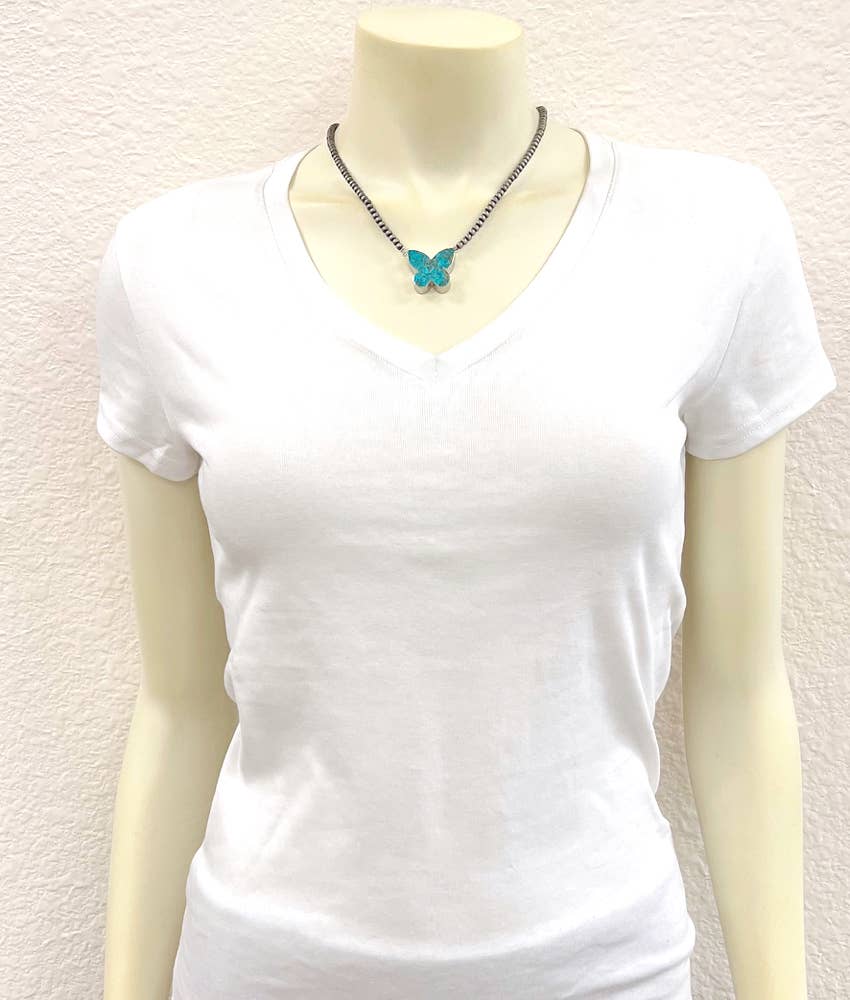 15" Western Butterfly Gemstone Necklace